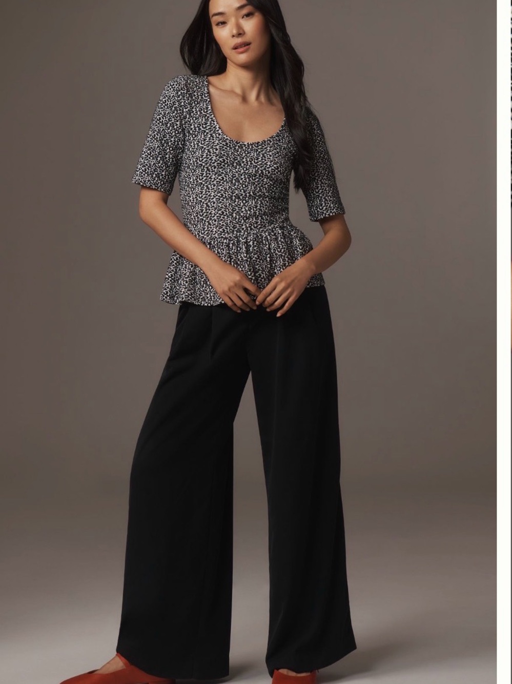 Maeve Black Wide peplum top